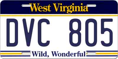WV license plate DVC805