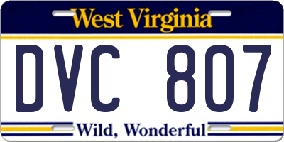 WV license plate DVC807