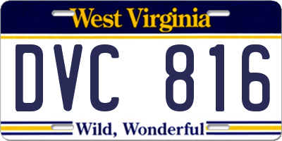 WV license plate DVC816