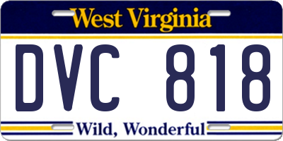 WV license plate DVC818