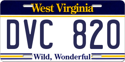 WV license plate DVC820