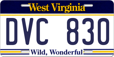 WV license plate DVC830
