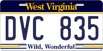 WV license plate DVC835