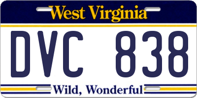 WV license plate DVC838