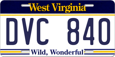 WV license plate DVC840