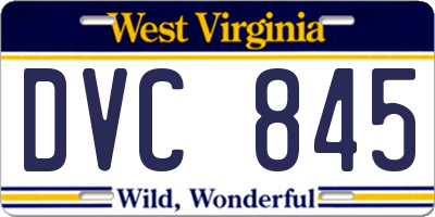 WV license plate DVC845