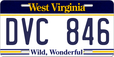 WV license plate DVC846