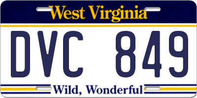 WV license plate DVC849