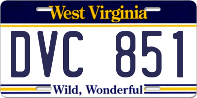 WV license plate DVC851