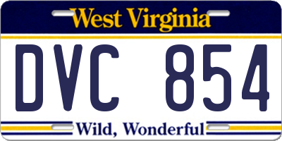 WV license plate DVC854