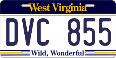 WV license plate DVC855