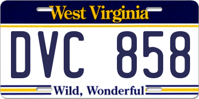 WV license plate DVC858