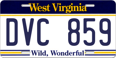 WV license plate DVC859