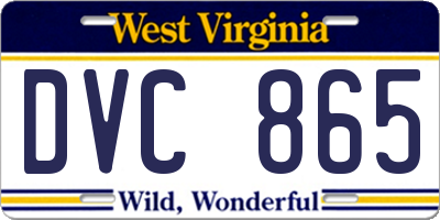 WV license plate DVC865