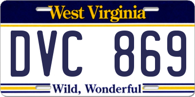 WV license plate DVC869