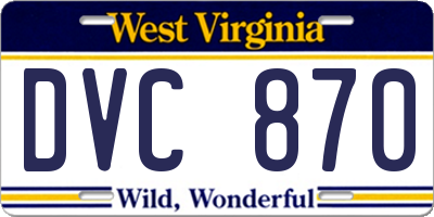 WV license plate DVC870