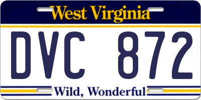 WV license plate DVC872