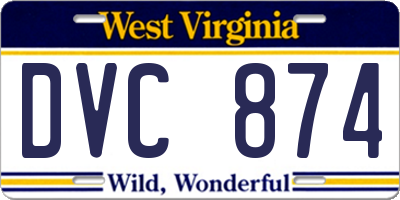 WV license plate DVC874
