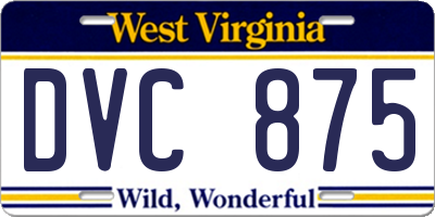 WV license plate DVC875