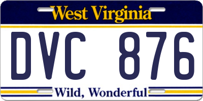 WV license plate DVC876