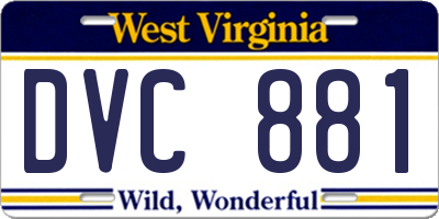 WV license plate DVC881