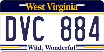 WV license plate DVC884