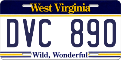 WV license plate DVC890