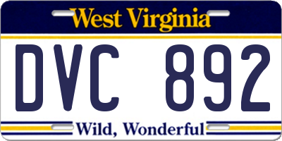 WV license plate DVC892