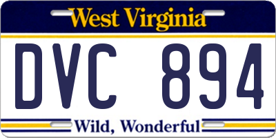 WV license plate DVC894