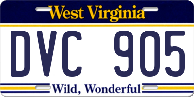 WV license plate DVC905