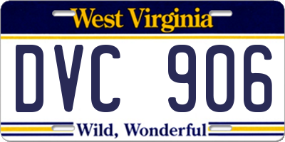 WV license plate DVC906