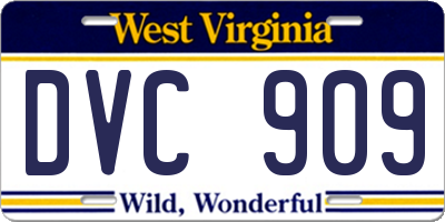 WV license plate DVC909