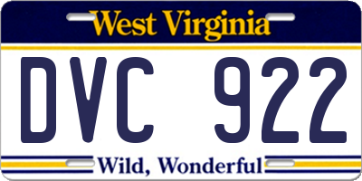 WV license plate DVC922