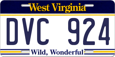 WV license plate DVC924