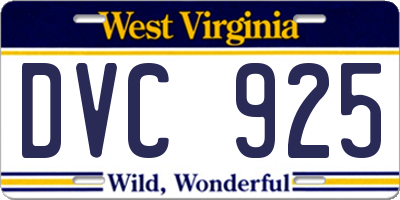 WV license plate DVC925