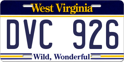 WV license plate DVC926