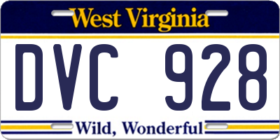WV license plate DVC928