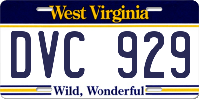 WV license plate DVC929