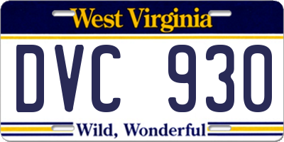 WV license plate DVC930