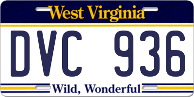 WV license plate DVC936