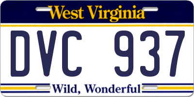 WV license plate DVC937