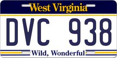 WV license plate DVC938