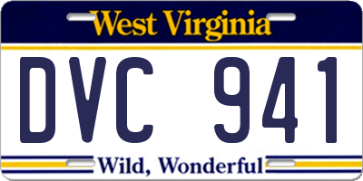 WV license plate DVC941