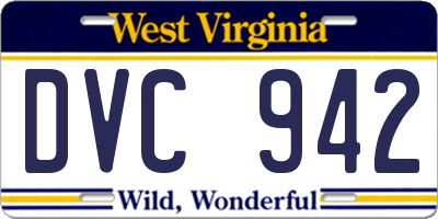 WV license plate DVC942