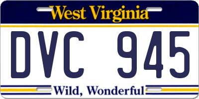 WV license plate DVC945