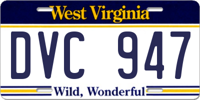 WV license plate DVC947