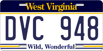 WV license plate DVC948