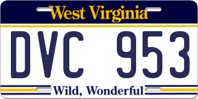 WV license plate DVC953