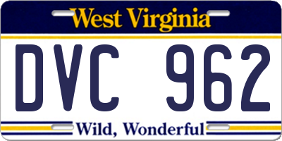 WV license plate DVC962