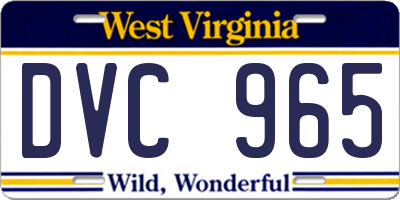 WV license plate DVC965